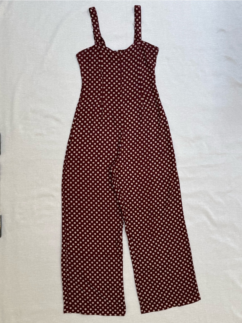 Cleobella for Revolve Burgundy Floral Wide Leg Jumpsuit Size XS